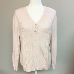 Karen Scott pink cable knit sweater